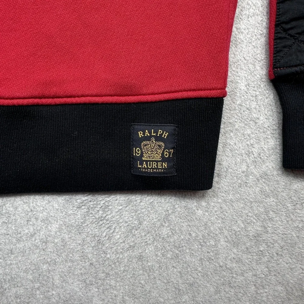 Vintage Polo Ralph Lauren Sweatshirt Medium Red Black Quilted 1/2 Zip Union Jack